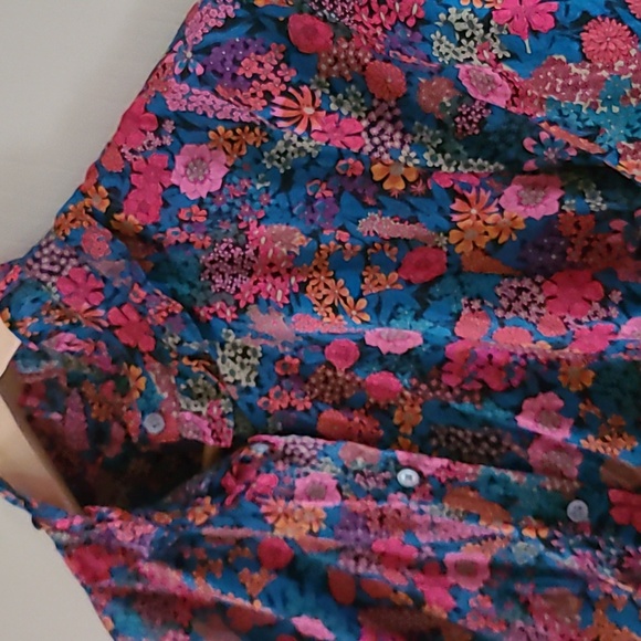 J.Crew Liberty London Ciara Floral Print Blouse Ruffle Collar Pink Black Green - Picture 5 of 17